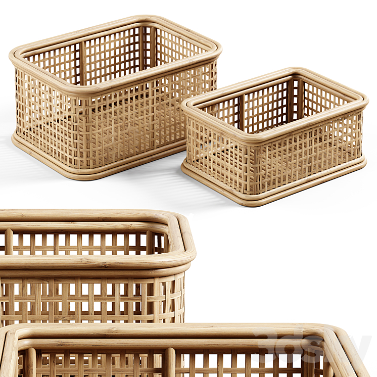 Zara Home – The wicker rattan basket 3DS Max Model - thumbnail 1