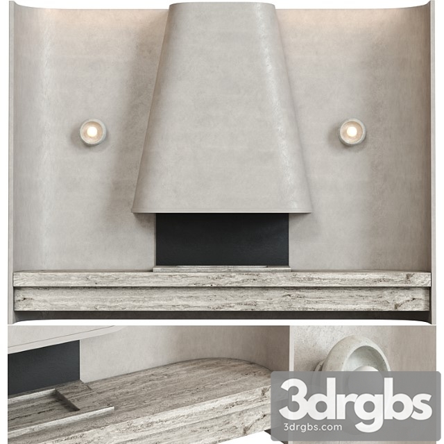 Beige composition with fireplace - thumbnail 1