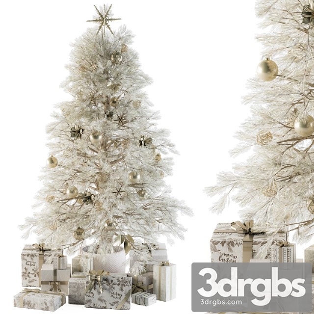 Christmas decoration 01 – christmas white tree with gift - thumbnail 1