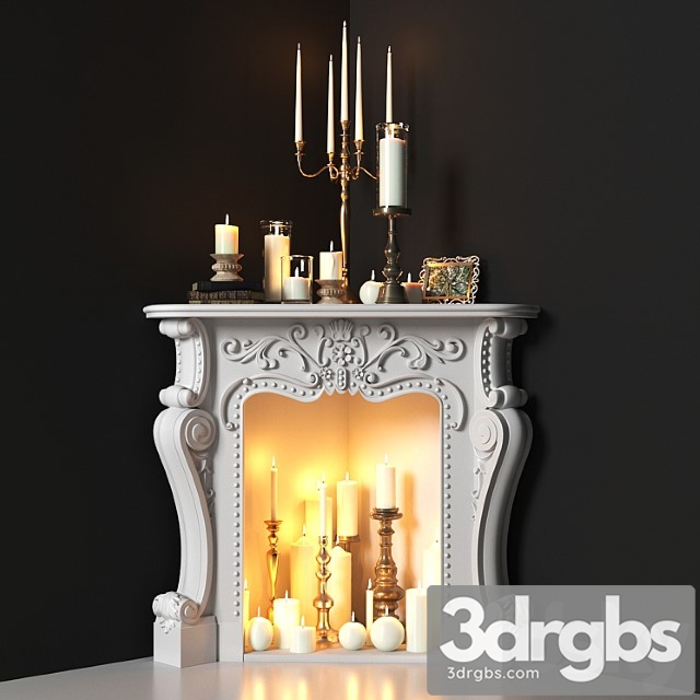 Corner fireplace with candles. decorative set - thumbnail 1