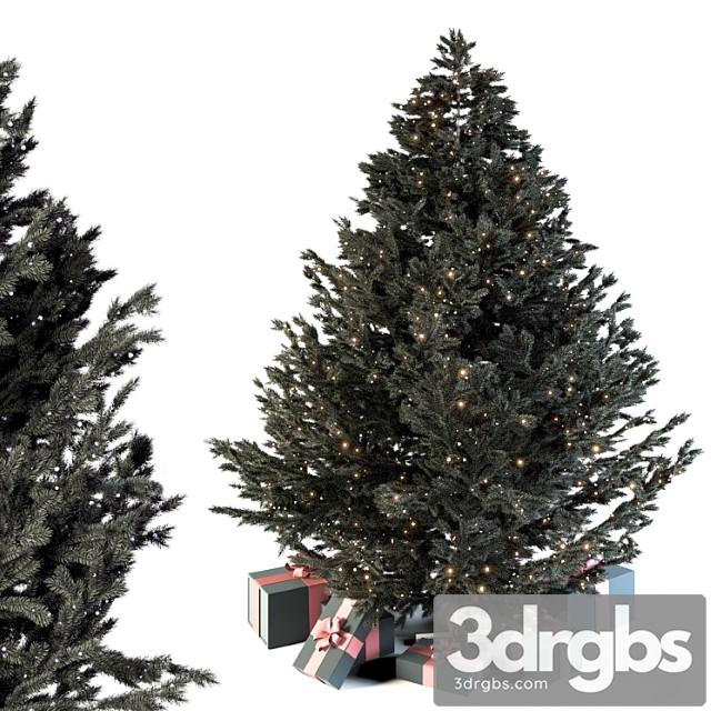 Dark christmas tree with boxes and garland - thumbnail 1