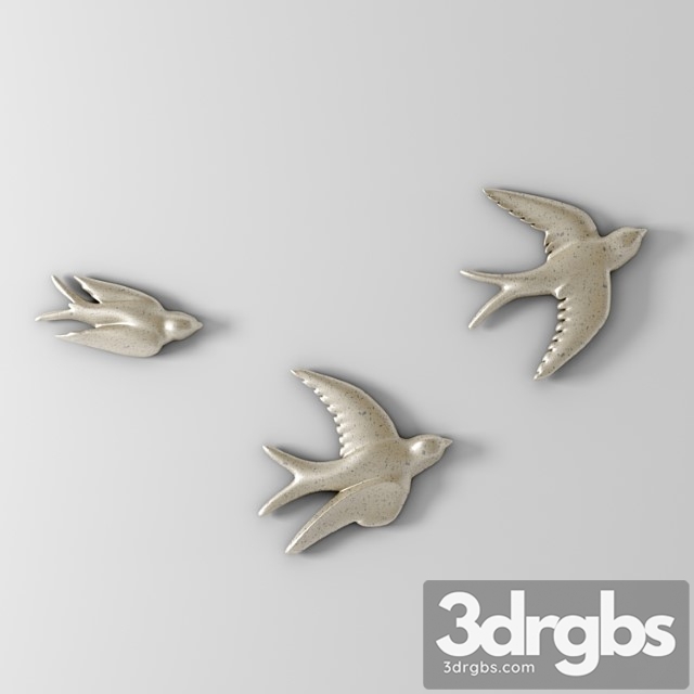 Decor flying birds in the flower pewter - thumbnail 1