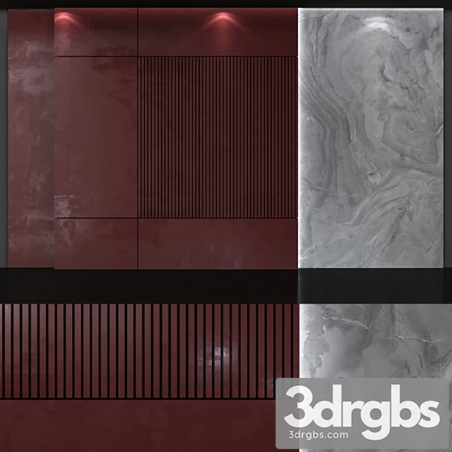 Decorative 3d panel unitile life milan and burgundy mdf panels - thumbnail 1