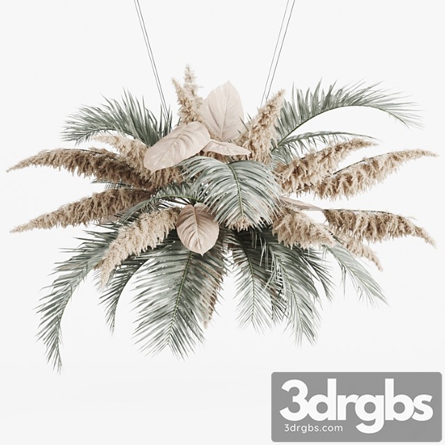 Hanging decor of palm leaves and pampas grass - thumbnail 1