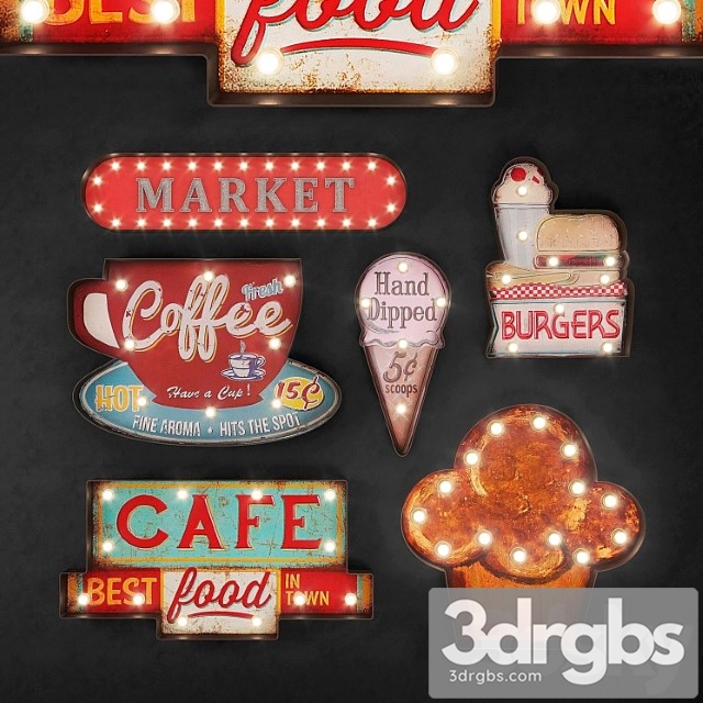 Lighted metal sign set 24 - thumbnail 1