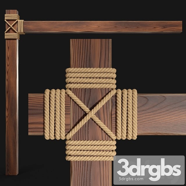 Wooden beams with rope - thumbnail 1