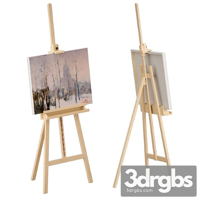 Wooden easel and painting - thumbnail 1