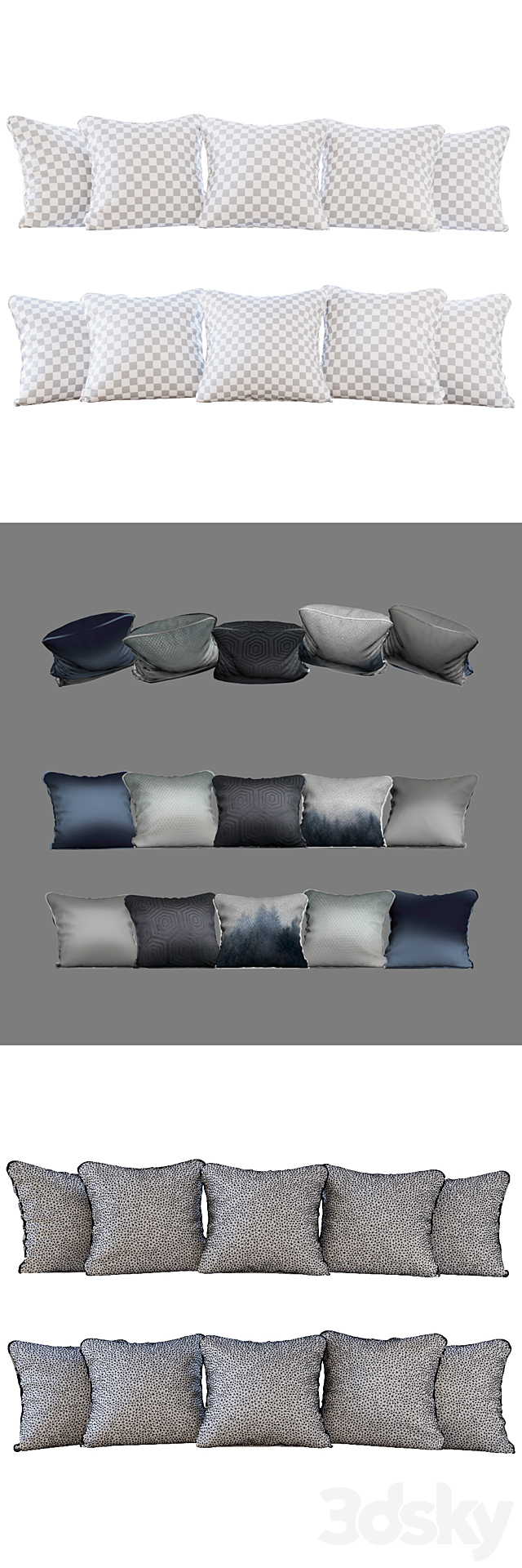 A set of blue forest pillows (Pillows blue forest YOU) 3DS Max Model - thumbnail 2