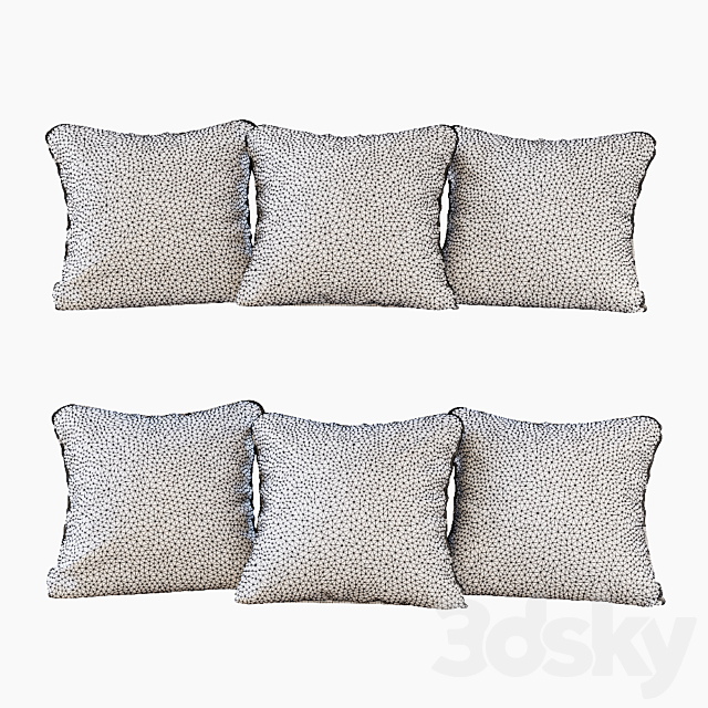 A set of pillows: blue velvet chevron and goose paw (Pillows blue velvet chevron and houndstooth) 3ds Max - thumbnail 3