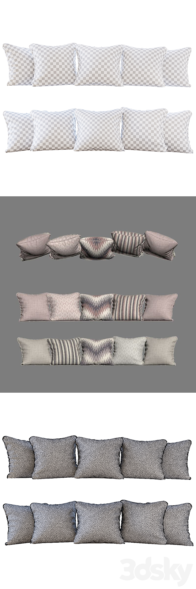 A set of pillows Romo 01 3DS Max Model - thumbnail 3