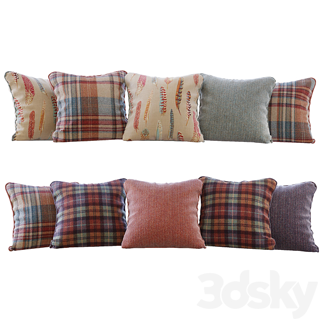 A set of pillows with fabrics Sanderson 01 (Pillows Sanderson 01 YOU) 3DSMax File - thumbnail 1