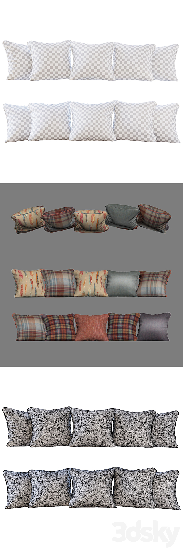 A set of pillows with fabrics Sanderson 01 (Pillows Sanderson 01 YOU) 3DSMax File - thumbnail 2