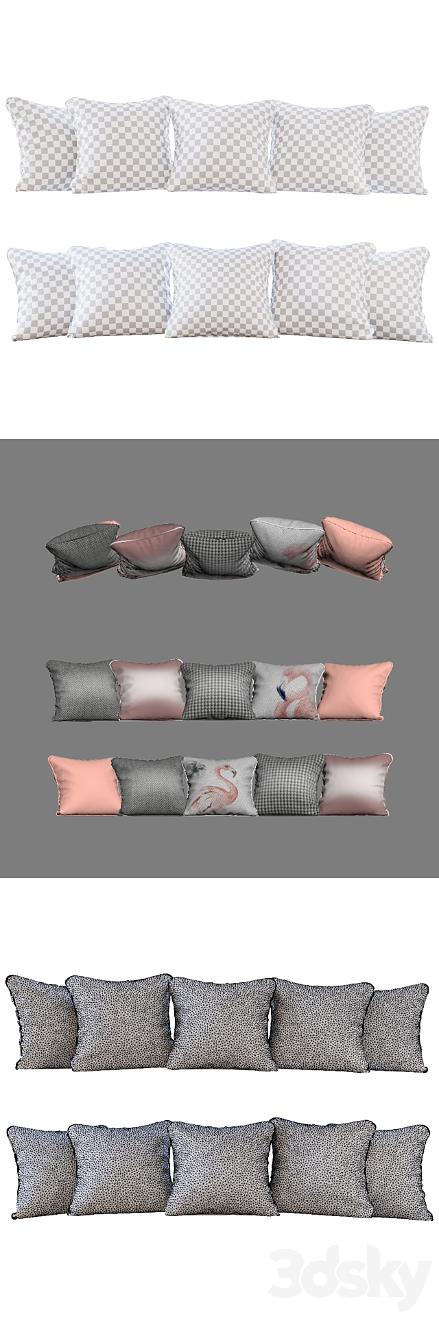 A set of pillows with flamingo 02 prints (Pillows flamingo 02 YOU) 3DSMax File - thumbnail 2