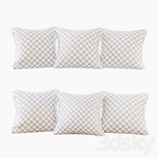 A set of pillows with prints: bird. crown. chevron and goose paw (Pillows bird crown chevron and houndstooth) 3DSMax File - thumbnail 2