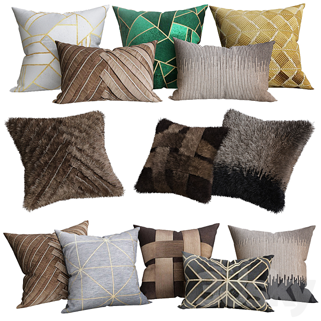 Art deco pillows 3ds Max - thumbnail 1