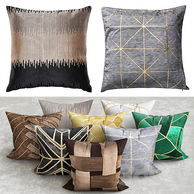 art deco pillows 3DSMax File - thumbnail 1