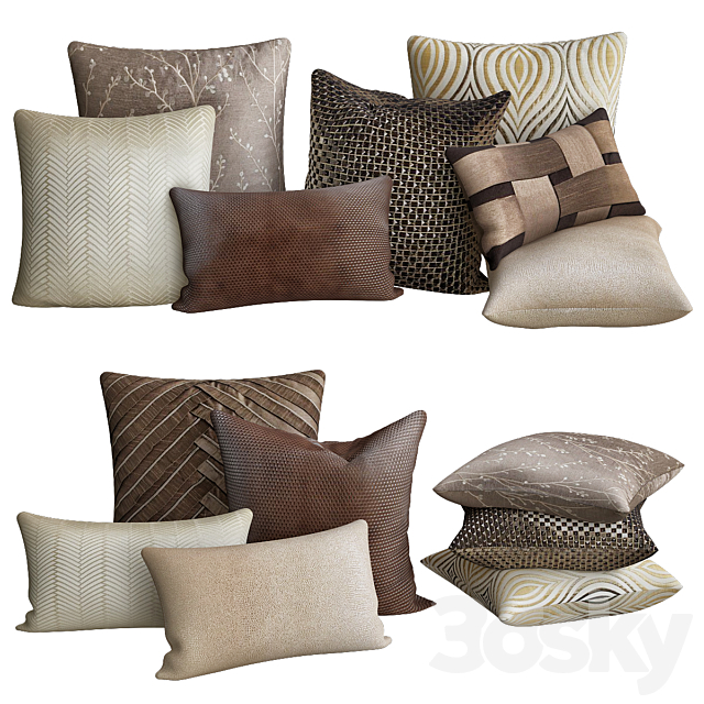 Art deco pillows collections 3ds Max - thumbnail 1