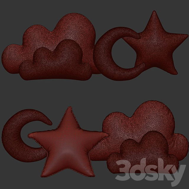 Boucle and linen pillows for nursery 3ds Max - thumbnail 3