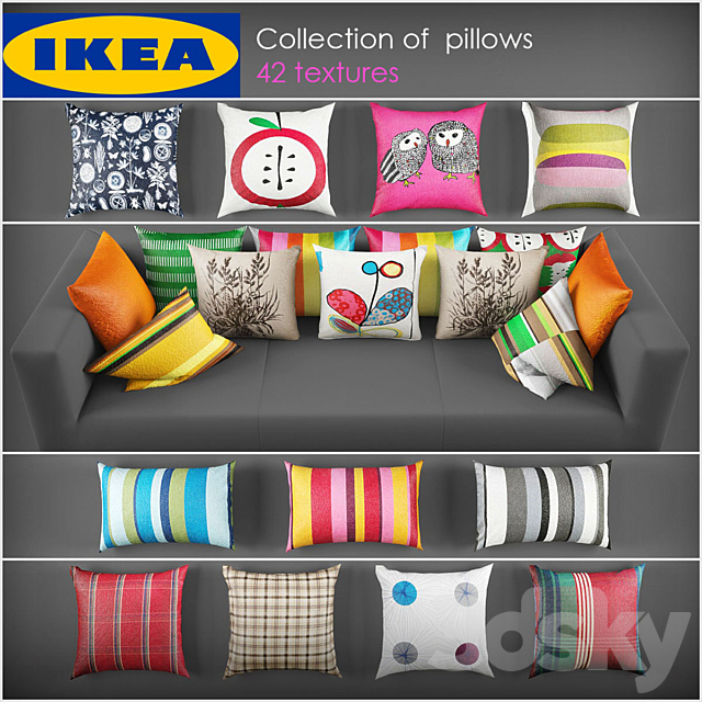 Collection of pillows from Ikea 3DSMax File - thumbnail 1