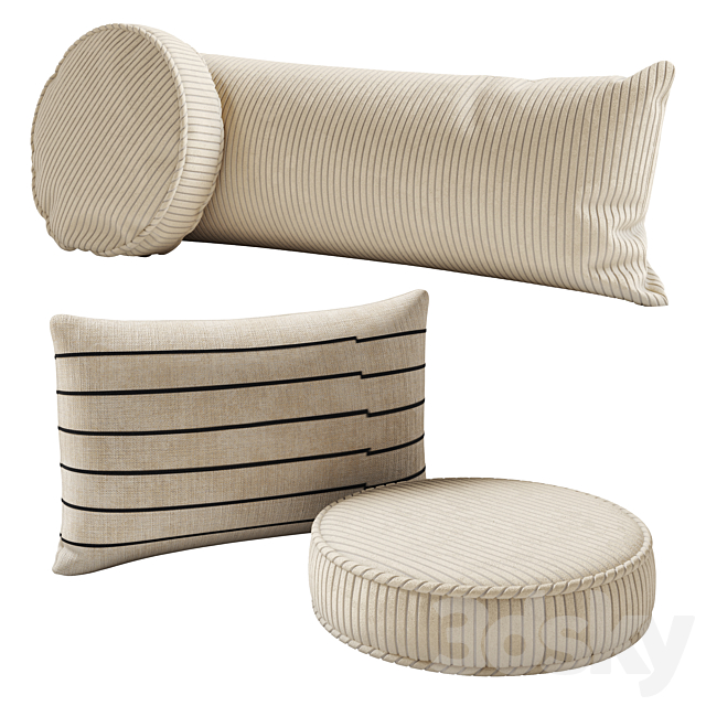 Crate and Barrel pillow set 3DS Max Model - thumbnail 2