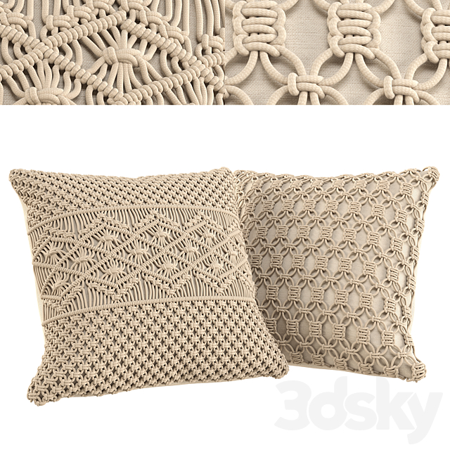 Cushion Set 01 – Macrame Boho 3ds Max - thumbnail 1