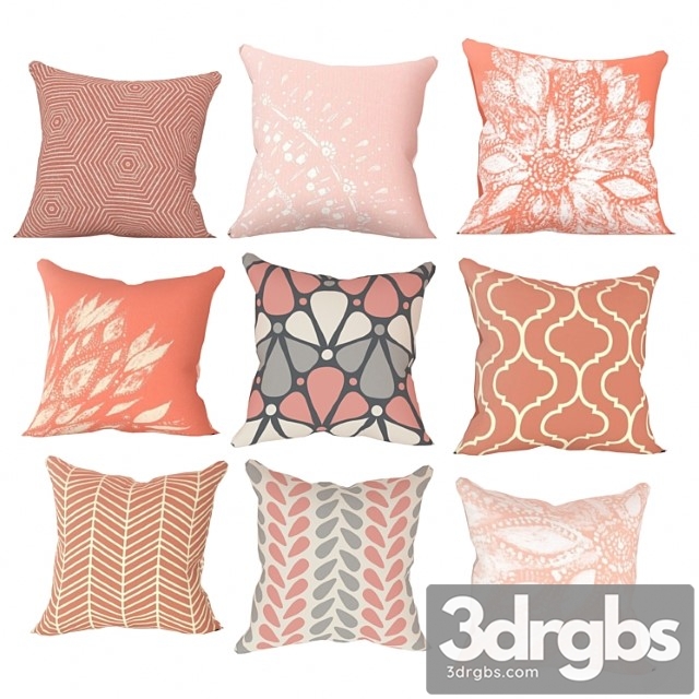 Decorative coral and pink pillows - thumbnail 1