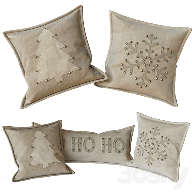 Decorative New Year’s pillows 3DS Max Model - thumbnail 2