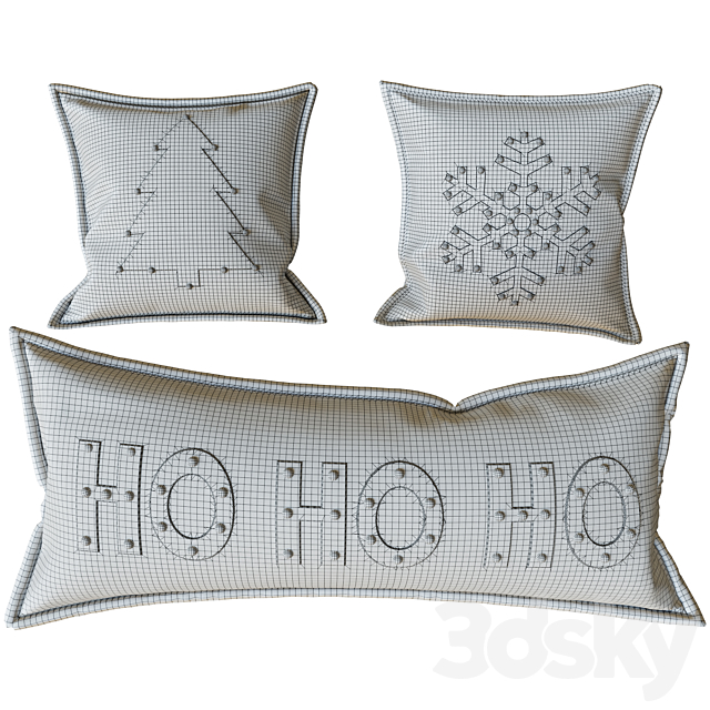 Decorative New Year’s pillows 3DS Max Model - thumbnail 3