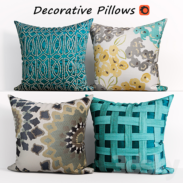 Decorative Pillow set 170 Houzz 3ds Max - thumbnail 1