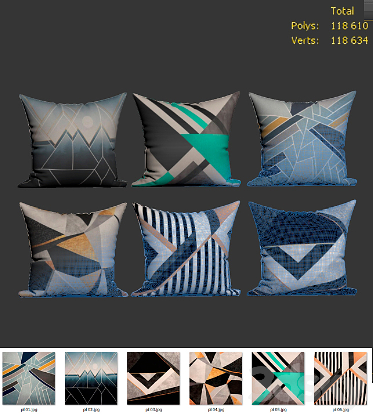 Decorative Pillow set 175 Showroom 007 3DS Max - thumbnail 2