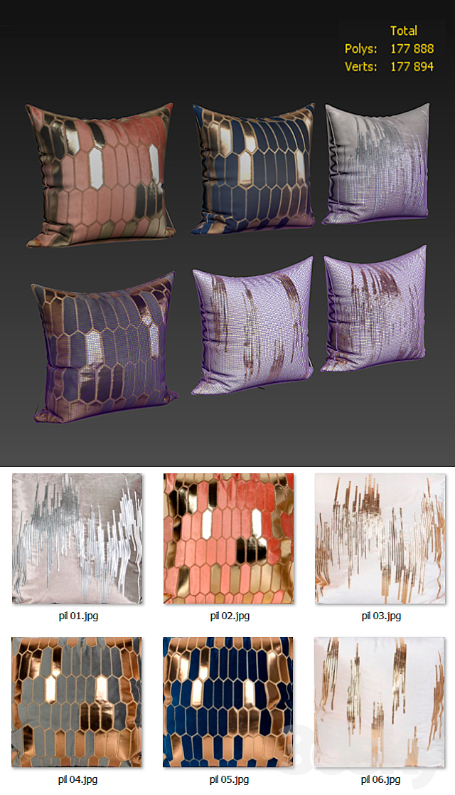 Decorative Pillow set 179 Lapin 3DSMax File - thumbnail 2