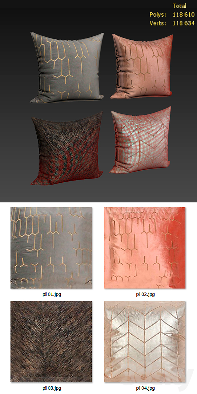 Decorative Pillow set 180 Etsy 3ds Max - thumbnail 2