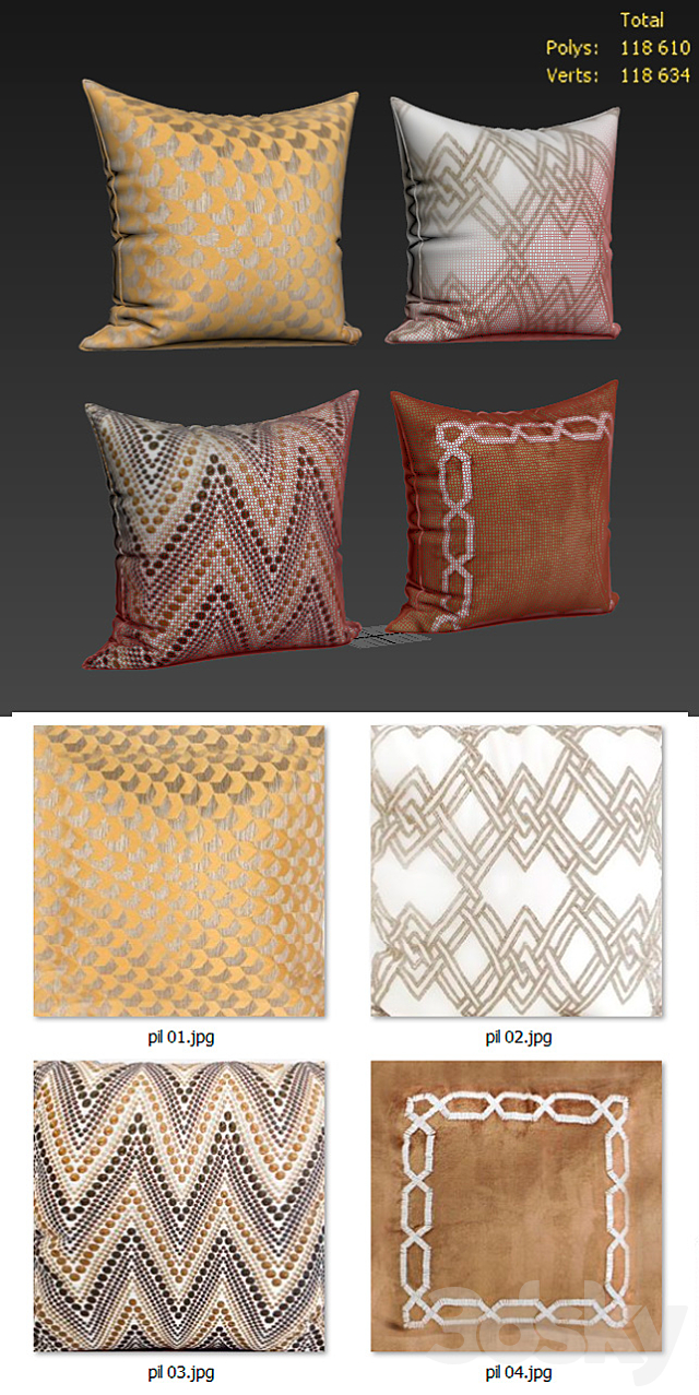 Decorative Pillow set 182 Etsy 3ds Max - thumbnail 2