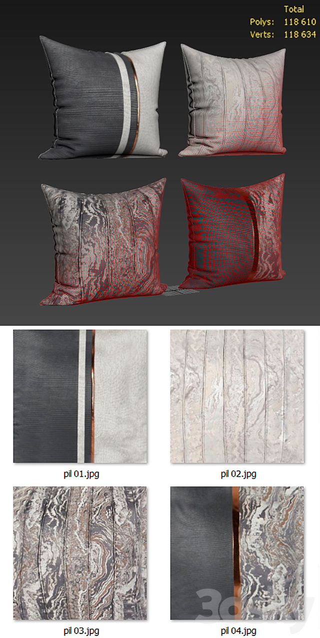 Decorative Pillow set 183 Etsy 3ds Max - thumbnail 2