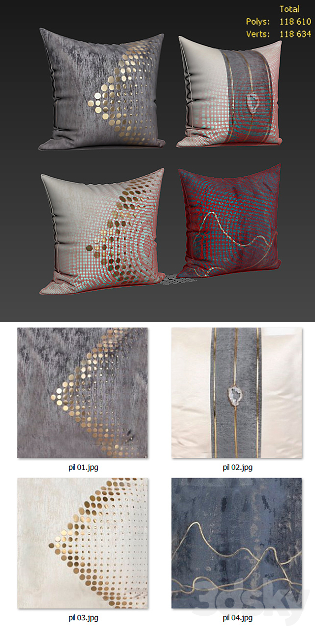 Decorative Pillow set 184 3ds Max - thumbnail 2