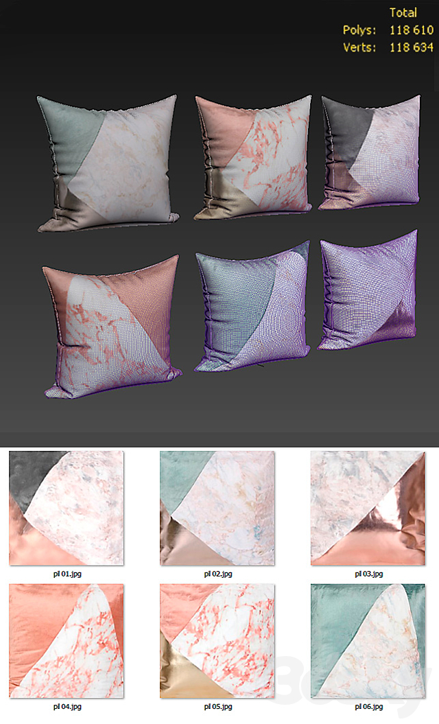 Decorative Pillow set 186 Etsy 3ds Max - thumbnail 2