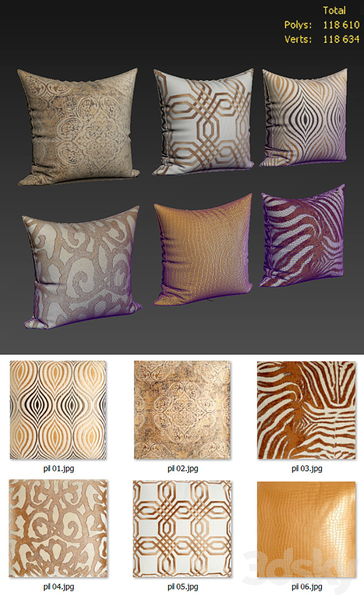 Decorative Pillow set 188 Horchow 3DS Max - thumbnail 2