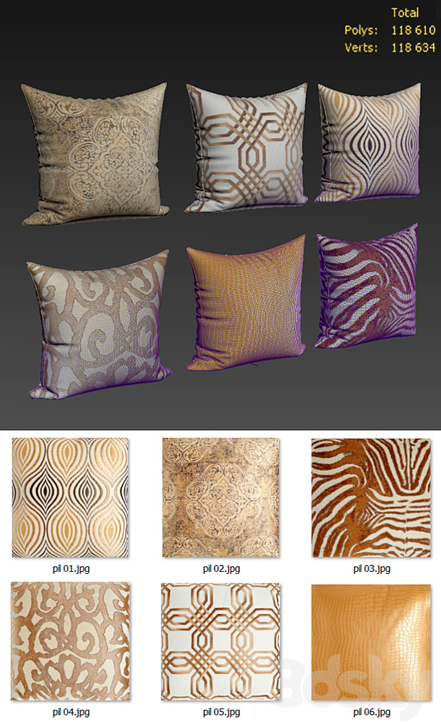 Decorative Pillow set 188 Horchow 3DSMax File - thumbnail 2