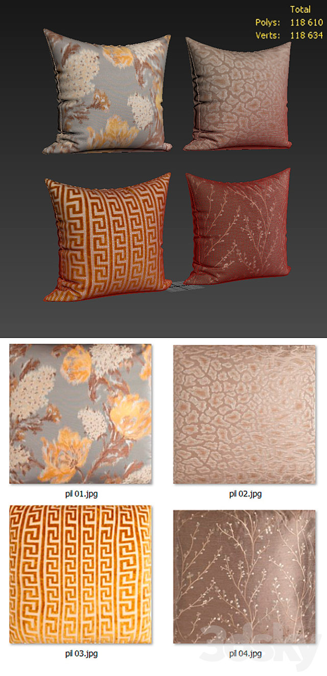 Decorative Pillow set 189 Etsy 3DS Max Model - thumbnail 2