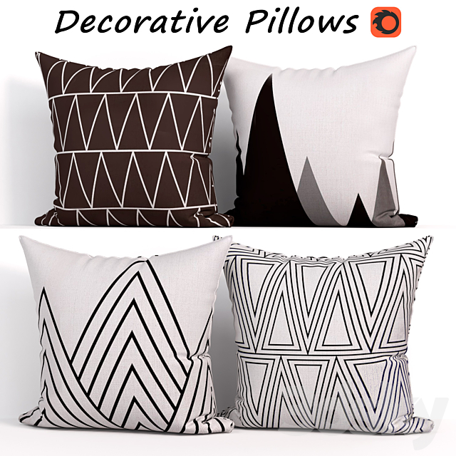 Decorative Pillow set 192 Bluettek Modern 3DSMax File - thumbnail 1