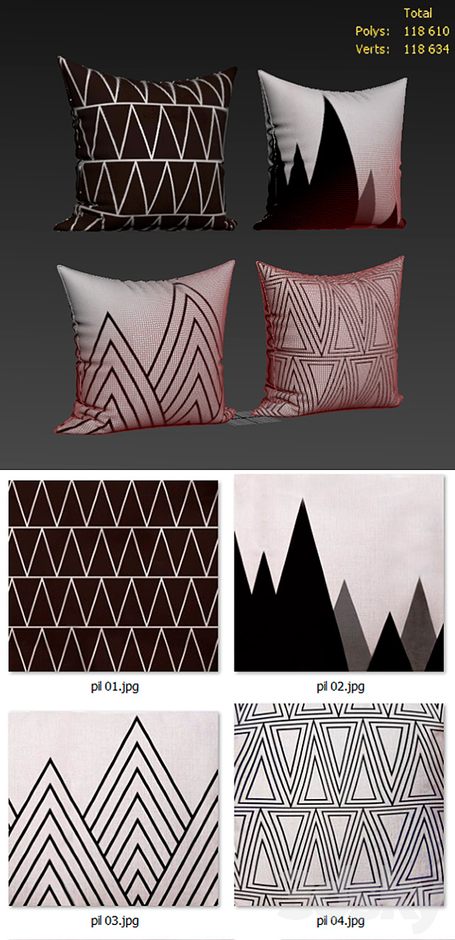 Decorative Pillow set 192 Bluettek Modern 3DSMax File - thumbnail 2