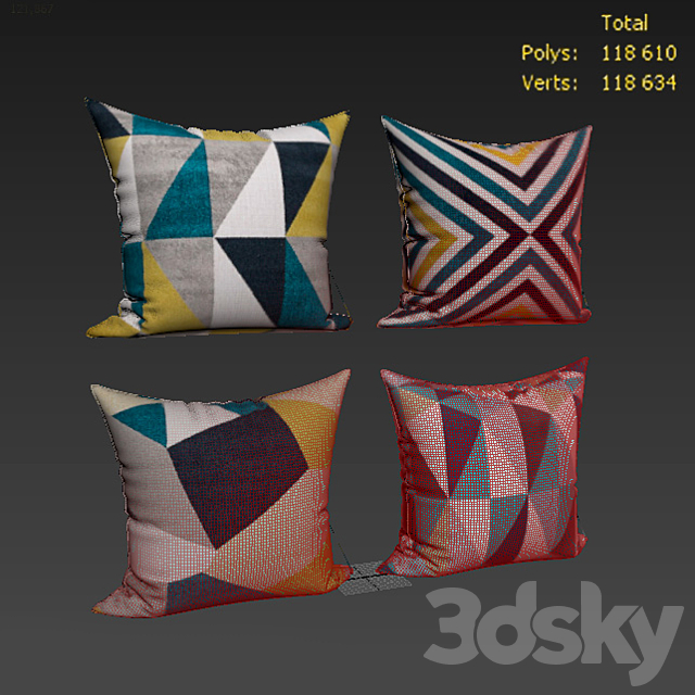 Decorative Pillow set 261 3DS Max Model - thumbnail 2