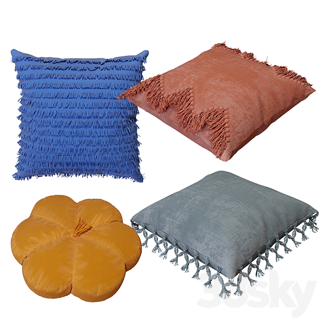 Decorative pillow set 3ds Max - thumbnail 1