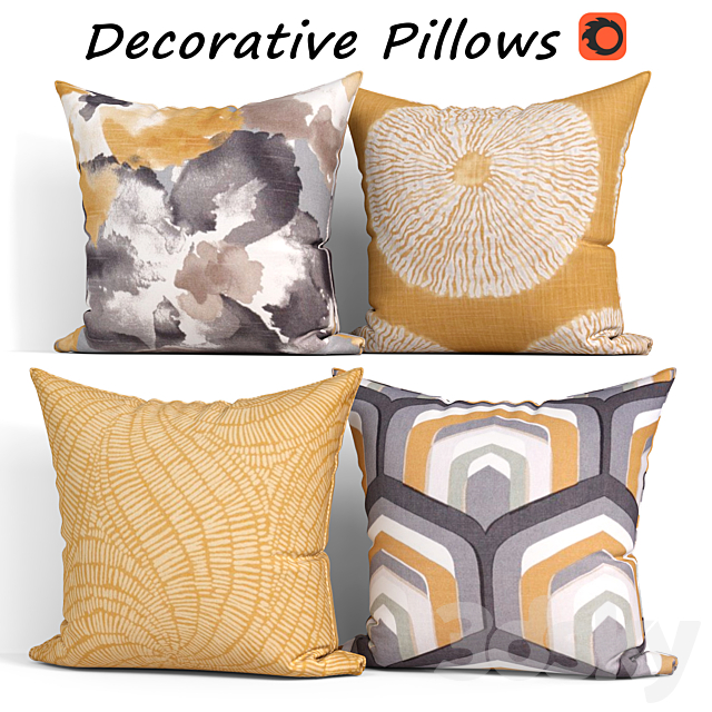 Decorative Pillow set 418 Etsy 3ds Max - thumbnail 1