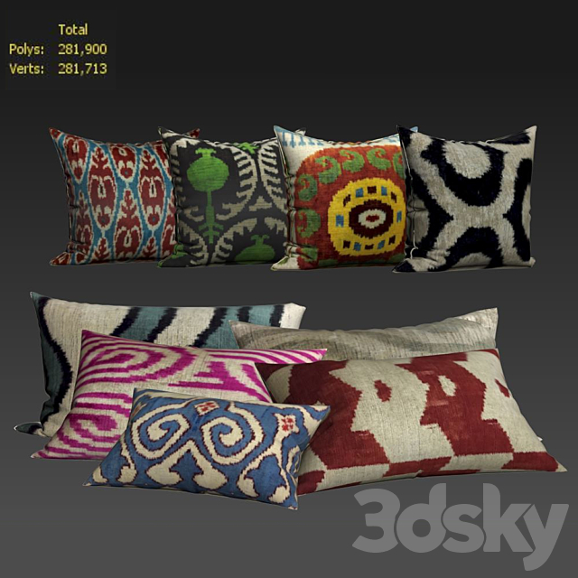 Decorative Pillow set 456 3DS Max Model - thumbnail 2