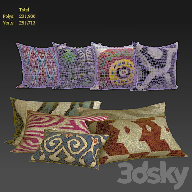 Decorative Pillow set 456 3DS Max Model - thumbnail 3