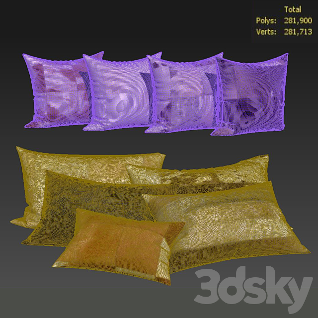 Decorative Pillow set 471 3DS Max Model - thumbnail 3