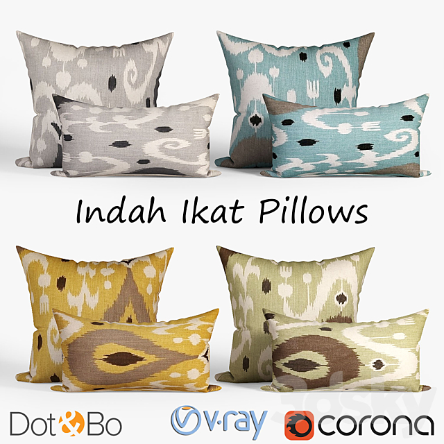 Decorative pillows Dot and bo_Indah Ikat. set 044 3ds Max - thumbnail 1