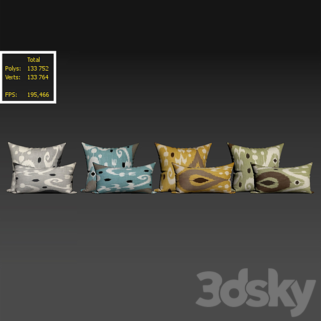 Decorative pillows Dot and bo_Indah Ikat. set 044 3ds Max - thumbnail 3