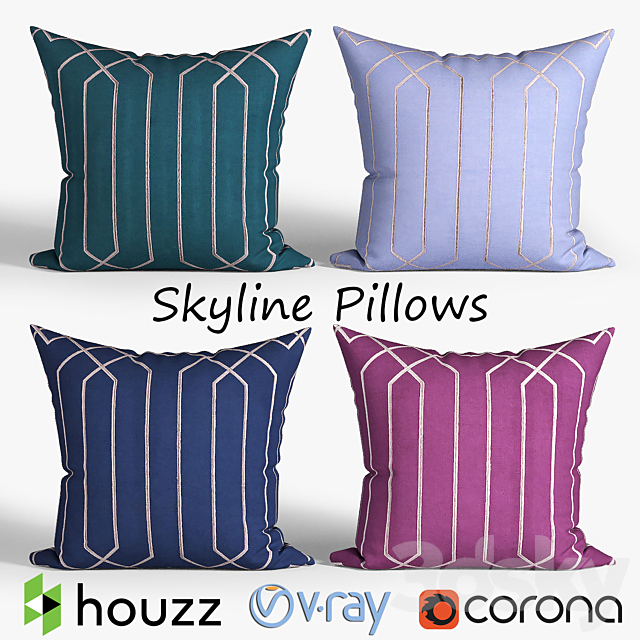 Decorative pillows Houzz set 083 3DSMax File - thumbnail 1